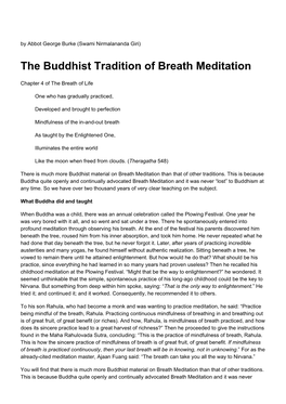 The Buddhist Tradition of Breath Meditation