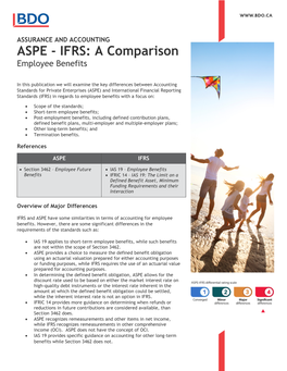 ASPE - IFRS: a Comparison Employee Benefits