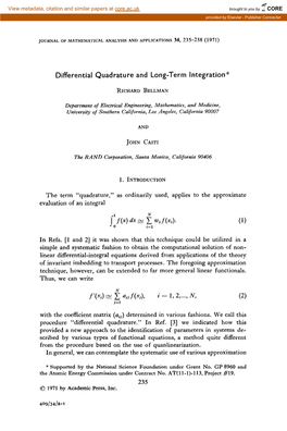 Differential Quadrature and Long-Term Integration”