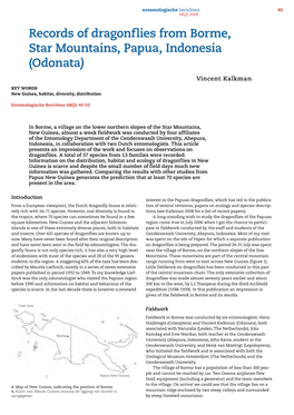 Records of Dragonflies from Borme, Star Mountains, Papua, Indonesia (Odonata)