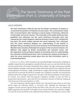The Secret Testimony to the Peel Commission