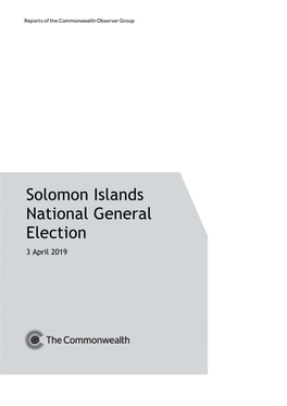 Solomon Islands National General Election 3 April 2019