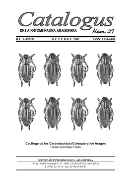 CATÁLOGO DE LOS CERAMBÍCIDOS DE ARAGÓN César Fco