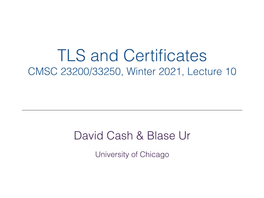 TLS and Certificates