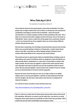 Wine Talk: April 2014