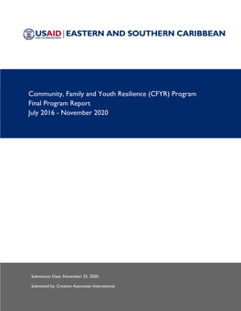 Community, Family and Youth Resilience (CFYR) Program Final Program Report July 2016 - November 2020