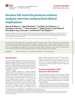 Invasive Left Ventricle Pressure–Volume Analysis: Overview And