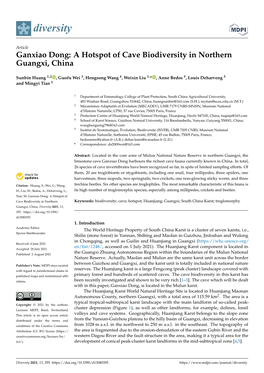 Ganxiao Dong: a Hotspot of Cave Biodiversity in Northern Guangxi, China
