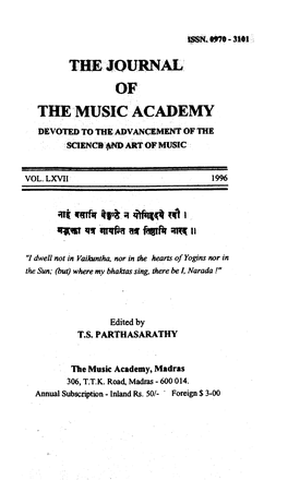 The Journal of the Music Academy Devoted to the Advancement of the Sciencb and Art of Music