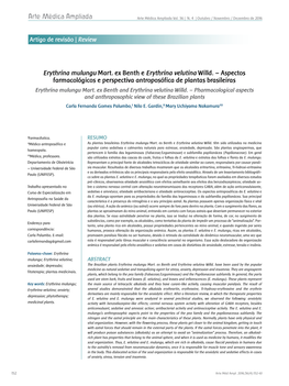 Erythrina Mulungu Mart. Ex Benth E Erythrina Velutina Willd. – Aspectos Farmacológicos E Perspectiva Antroposófica De Plantas Brasileiras Erythrina Mulungu Mart