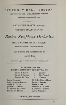 Boston Symphony Orchestra Concert Programs, Season 66,1946-1947