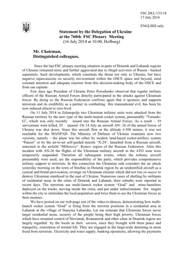 Statement by the Delegation of Ukraine at the 760Th FSC Plenary Meeting (16 July 2014 at 10.00, Hofburg)