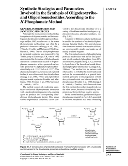 Synthetic Strategies and Parameters Involved in the Synthesis of Oligodeoxyribo&#X02010; and Oligoribonucleotides According