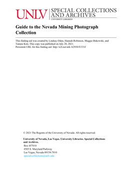 Guide to the Nevada Mining Photograph Collection