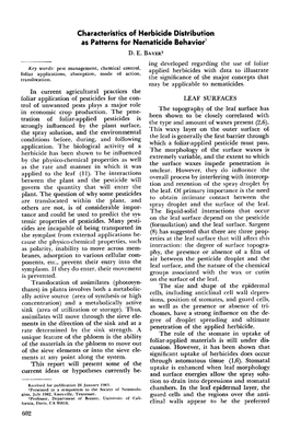 Characteristics of Herbicide Distribution As Patterns for Nematicide Behavior 1 D