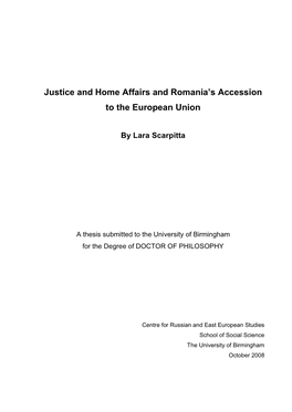 Justice and Home Affairs and Romania's Accession to The