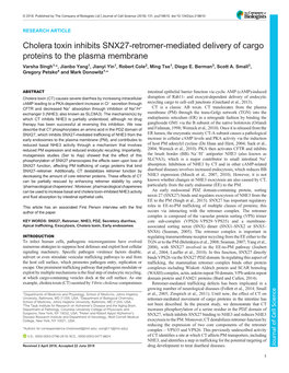 Cholera Toxin Inhibits SNX27-Retromer-Mediated Delivery