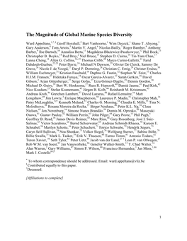 Magnitude of Global Marine Biodiversity