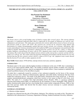 The Breast of Anticancer from Leaf Extract of Annona Muricata Againts Cell Line in T47d