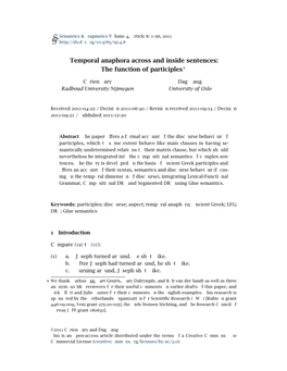 Temporal Anaphora Across and Inside Sentences: the Function of Participles∗