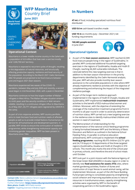 WFP Mauritania Country Brief in Numbers²