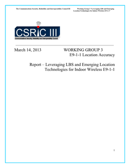 CSRIC III Report on Leveraging LBS and Emerging Location