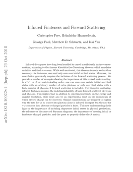 Infrared Finiteness and Forward Scattering Arxiv:1810.10022V1 [Hep