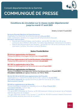 Conditions De Circulation Sur Le Réseau Routier Départemental Jusqu'au