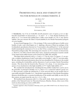 Frobenius Pull-Back and Stability of Vector Bundles in Characteristic 2