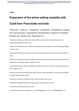 Expansion of the Prime Editing Modality with Cas9 from Francisella