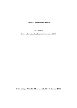 “The PRI's 2006 Electoral Debacle”