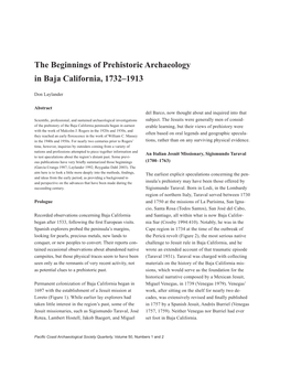 The Beginnings of Prehistoric Archaeology in Baja California, 1732‒1913