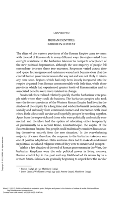 IBERIAN IDENTITIES: ISIDORE in CONTEXT the Elites of the Western