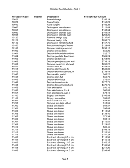 Updated Fee Schedule - April 1