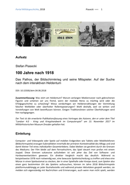 100 Jahre Nach 1918