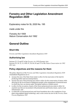 Forestry and Other Legislation Amendment Regulation 2020