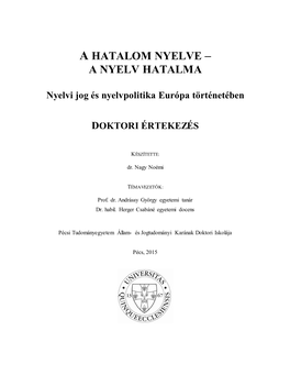 A Hatalom Nyelve – a Nyelv Hatalma