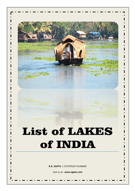 List of LAKES of INDIA