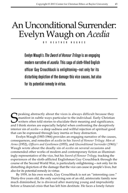 An Unconditional Surrender: Evelyn Waugh on Acedia by Heather Hughes