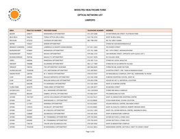 Wooltru Healthcare Fund Optical Network List Limpopo