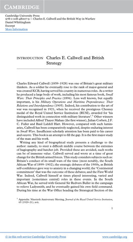 INTRODUCTION Charles E. Callwell and British Strategy