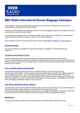 BBC Radio International Excess Baggage Catalogue