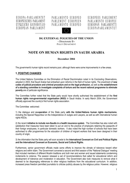 Note on Human Rights in Saudi Arabia