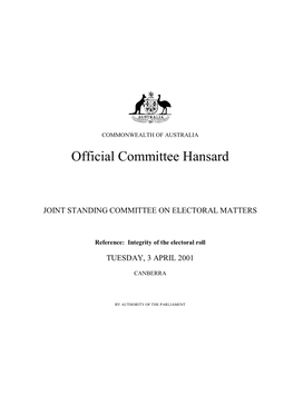 Official Committee Hansard