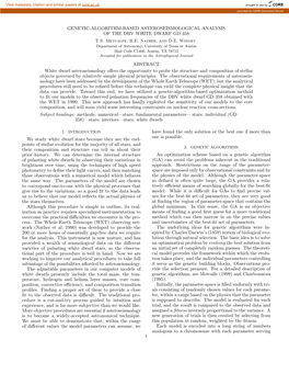 Genetic-Algorithm-Based Asteroseismological Analysis of the Dbv White Dwarf Gd 358 T.S