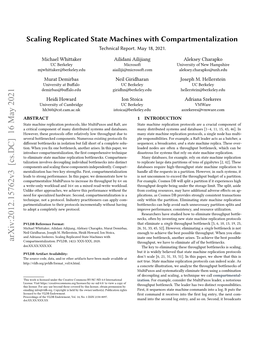 Scaling Replicated State Machines with Compartmentalization Technical Report