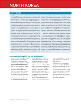 North Korea Tier 1 | Uscirf-Recommended Countries of Particular Concern (Cpc)