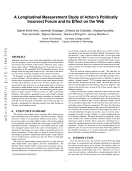 A Longitudinal Measurement Study of 4Chan's Politically Incorrect Forum