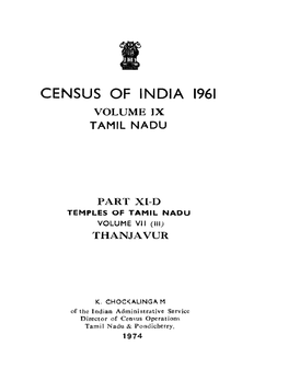 Temples of Tamil Nadu, Thanjavur, Part XI-D, Vol-VII (Iii), Vol-IX