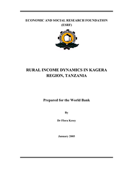Rural Income Dynamics in Kagera Region, Tanzania
